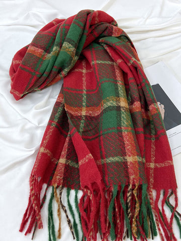 Airchics écharpe carreaux avec frange femme mode noël